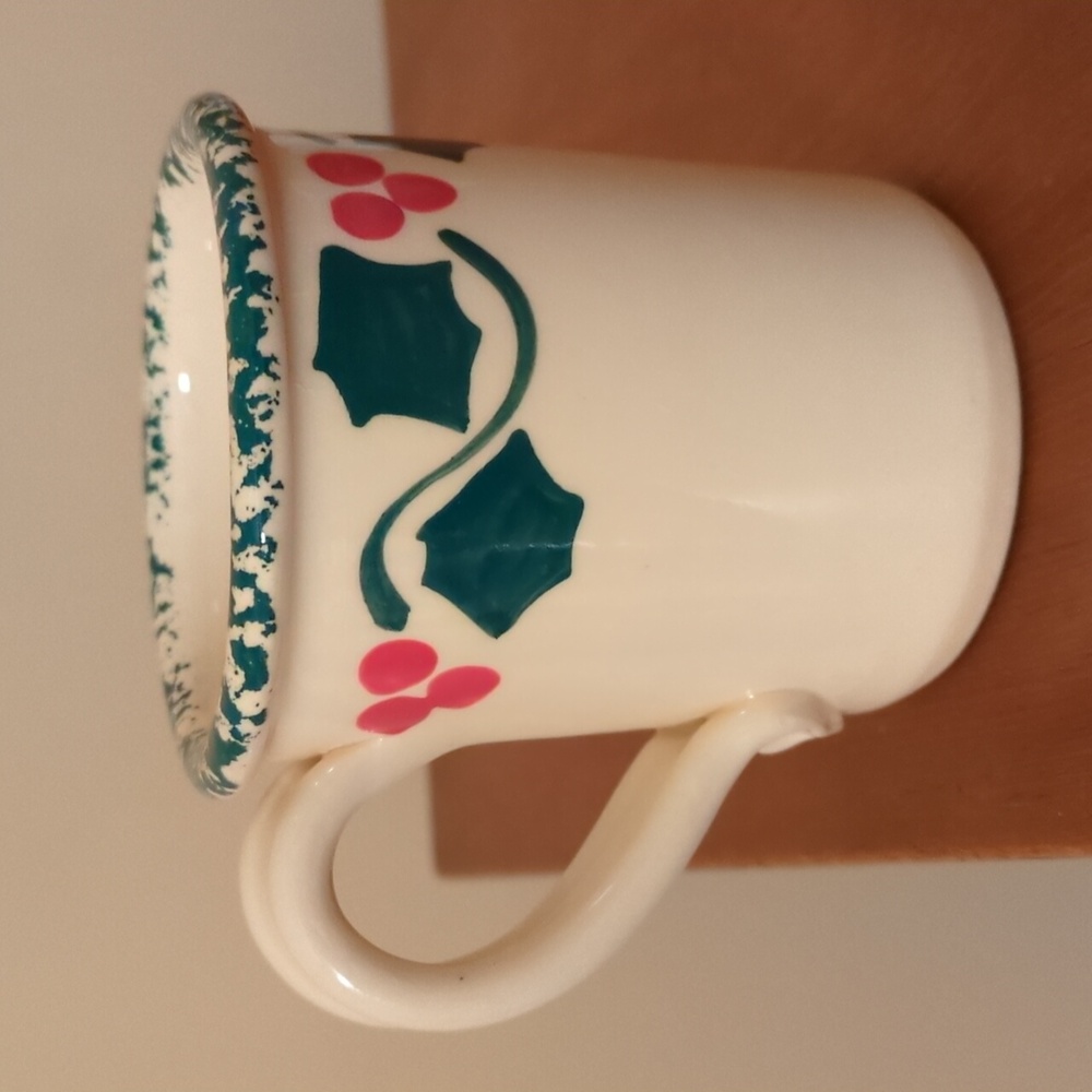 1995 VTG Vintage HTF Bath Body Works BBW At Home Holly Christmas Mug Ceramic